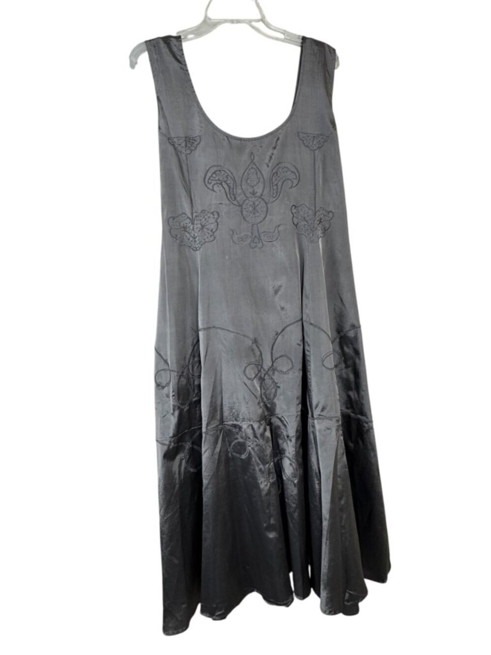 Nataya NEW Vintage Inspired Satin Slip Dress Size 3X Iridescent Brown Embroidery